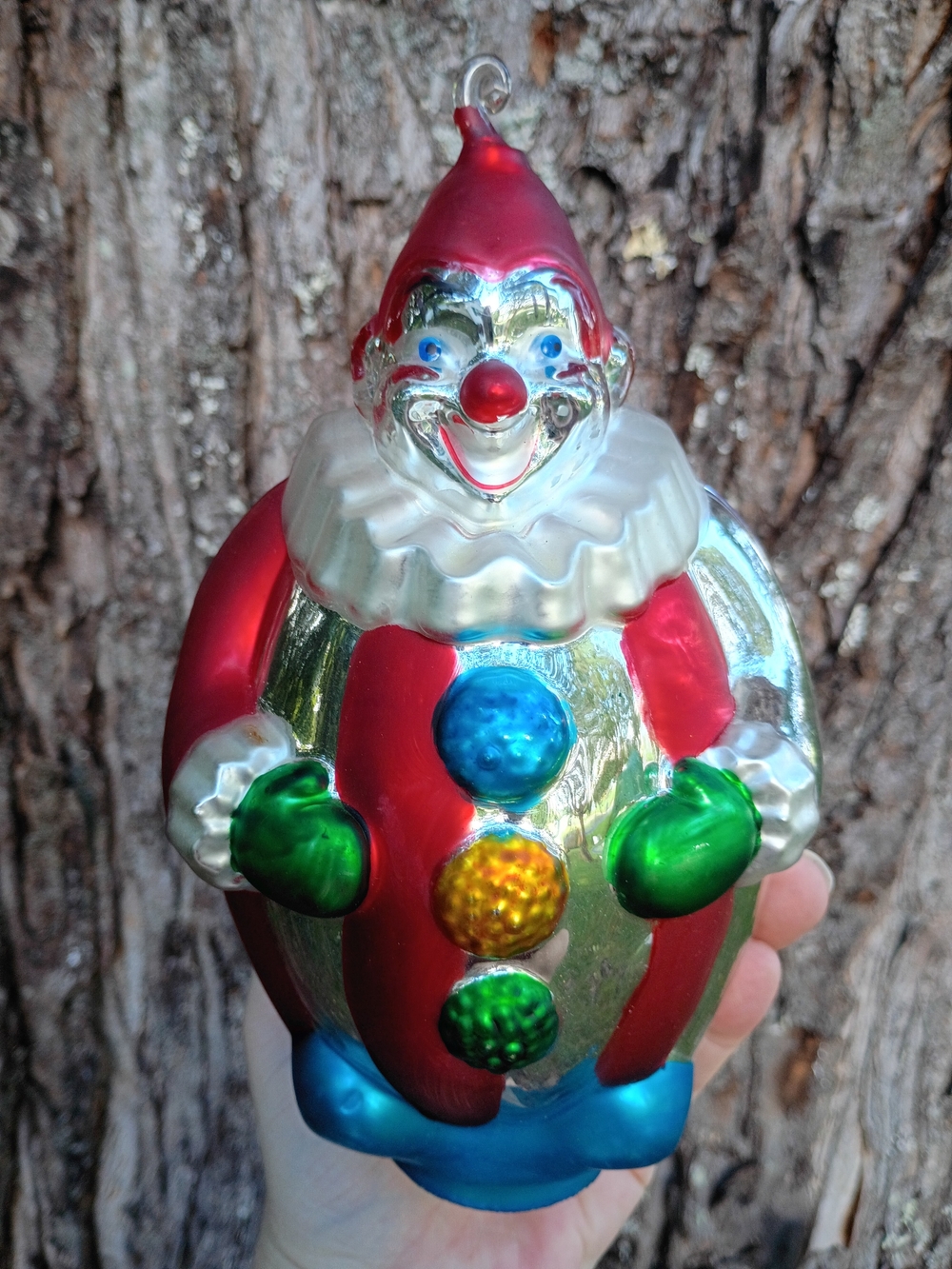 Dept 56 Large Jolly Clown Glass Ornament-Hand Blown and Painted Vintage